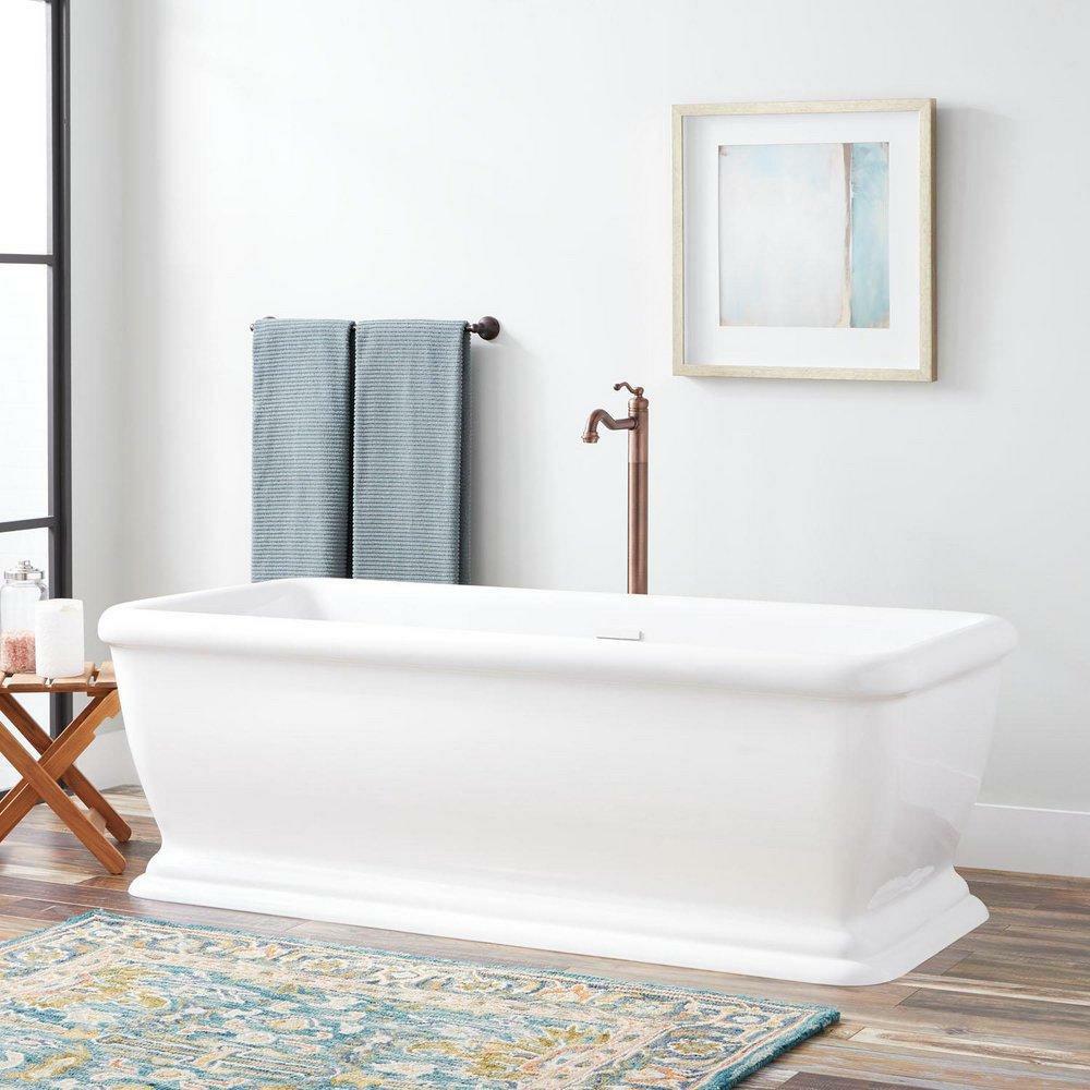 68 X 30 In. Freestanding Bathtub Offset Drain In White With Whites Trim Bathtubs & Showers